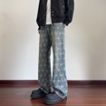thumbnail image 4 of Styesk Men's Pants Man Loose Straight Barrel Pattern Jeans Pockets Drawstring Jeans, 4 of 5
