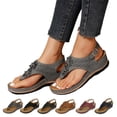 thumbnail image 2 of Kcodviy Ergonomic Design Wedge Toe Flat Sandals for Women Post Sandals Mitigate Foot Women's Slide Sandals Fatigue Comfortable and Functional Wide Sandals for Women Shoes, 2 of 8