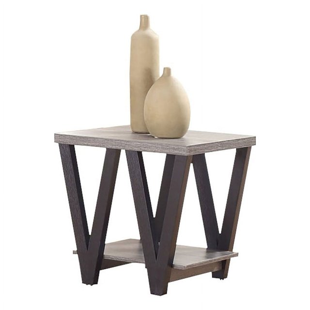 Bowery Hill 1 Étagère en Métal/bois en Forme de V Table d'Extrémité en Noir/gris