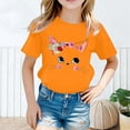 thumbnail image 2 of GDREDA Vêtements Fille Enfant Filles Mignon Mode Imprimé Col Rond Manches Courtes Tee Été Décontracté Ample Doux T-Shirt Hauts T-Shirt à Manches Courtes pour Fille Orange, 2-4 Ans, 2 of 5