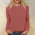 thumbnail image 2 of AherBiu T Shirts for Women Fall Long Sleeve Crewneck Basic Tee Tops Loose Solid Color Comfy Shirts, 2 of 5