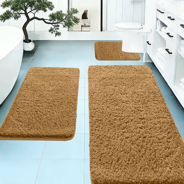 Dvkptbk area rug set Colors 3-Piece Memorys Foam Bathroom Rug Set Soft Non Slide Bath Mat Absorbent Bath Rug Perfects for Bathroom Laundry Room Mat Bathroom Mat Bathroom Accessories