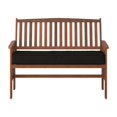 thumbnail image 3 of CorLiving Miramar Hardwood Outdoor Bench with Seat Cushion, High Slatted Back and Armrests, Brown/Black, 3 of 9