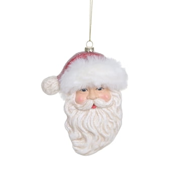 HOLIDAY TIME Ornement visage Père Noël 6 pouces Noël, décoration suspendue sapin 80% Polyester 20% PP