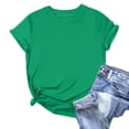 thumbnail image 2 of Pisexur Hauts d'Été pour Femmes Mode Chandail Décontracté Uni à Manches Courtes, Hauts pour Femmes Vert, TG, 2 of 5