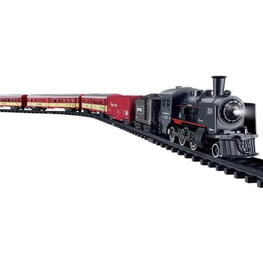 Ensemble de Train Jouet Train Électrique pour avec Lumières et Son Trousses Ferroviaires avec Locomotive, Voitures de Cargo Cadeaux d'Anniversaire -