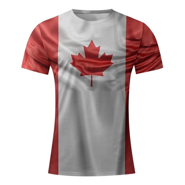 TIMIFIS T-Shirts pour Femmes Été Col Rond Manches Courtes Chandails Décontractés Vintage Feuille d'Érable Canadienne Imprimée T-Shirts