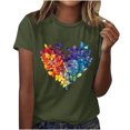 thumbnail image 2 of Liquidation d'Économies! BEFOKA Hauts pour Femmes Grande Taille en Liquidation, Blouse T-shirt d'Été Décontractée pour Femmes, T-shirt Imprimé à Col Rond à Manches Courtes pour Femmes, Haut à Manches Courtes à Col Rond, 2 of 4