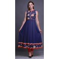 thumbnail image 2 of Bimba Robe Anarkali Fleurie Bleu Marine2 Col Mandarin Sans Manches Kurtis pour Femmes Imprimé Robe Maxi Petite, 2 of 6