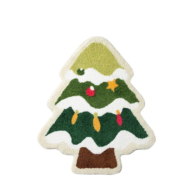 Christmas Tree Mat Non-slip Bathroom Foot Mat Watertight Holiday Decoration Carpet