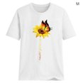 thumbnail image 2 of Blouse Été Manches Courtes T-shirt Tournesol Tournesol T-shirt Femmes Rond Imprimé Col Rond Top, Blanc, M, 2 of 5