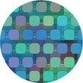 thumbnail image 1 of Ahgly Tapis Rond Lavable en Machine Intérieur Transitionnel Turquoise Foncé Vert, 5 Pieds Rond, 1 of 7