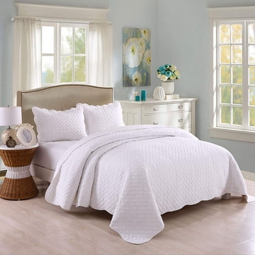 MarCielo 3 Pcs 100 % coton blanc Ensemble de Courtepointe couvre-lit léger Ensemble de Couette B34 (roi)
