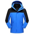 thumbnail image 1 of Pisexur Vestes pour Hommes Manteaux Confortables pour Hommes Unisexe à Capuche Manches Longues Patchwork Fermeture Éclair Coquille Rigide Molleton Randonnée Vêtement d'Extérieur Manteau Bleu,TG, 1 of 7