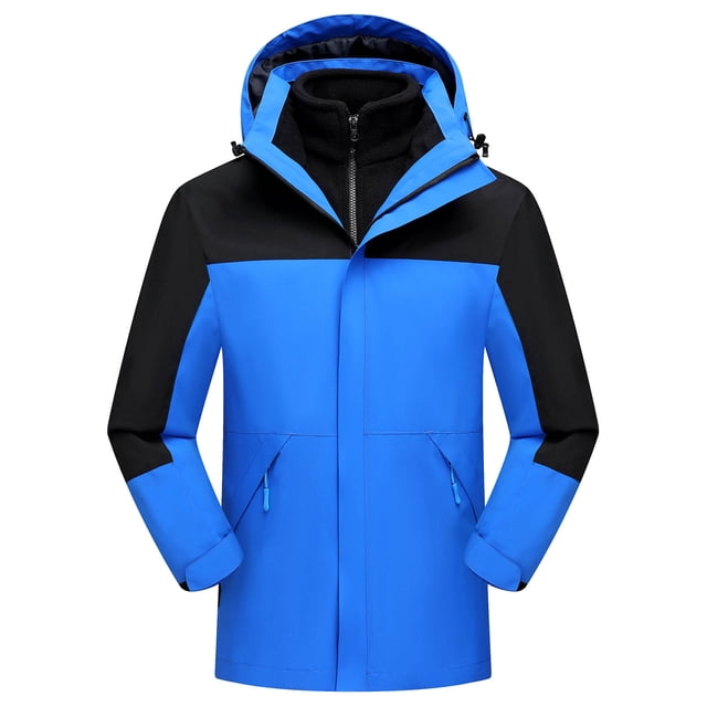 Pisexur Vestes pour Hommes Manteaux Confortables pour Hommes Unisexe à Capuche Manches Longues Patchwork Fermeture Éclair Coquille Rigide Molleton Randonnée Vêtement d'Extérieur Manteau Bleu,TG