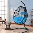 thumbnail image 2 of Gymax Chaise Hamac Suspendue Chaise Balançoire en Forme d'Oeuf avec Coussin Bleu Support d'Oreiller, 2 of 10