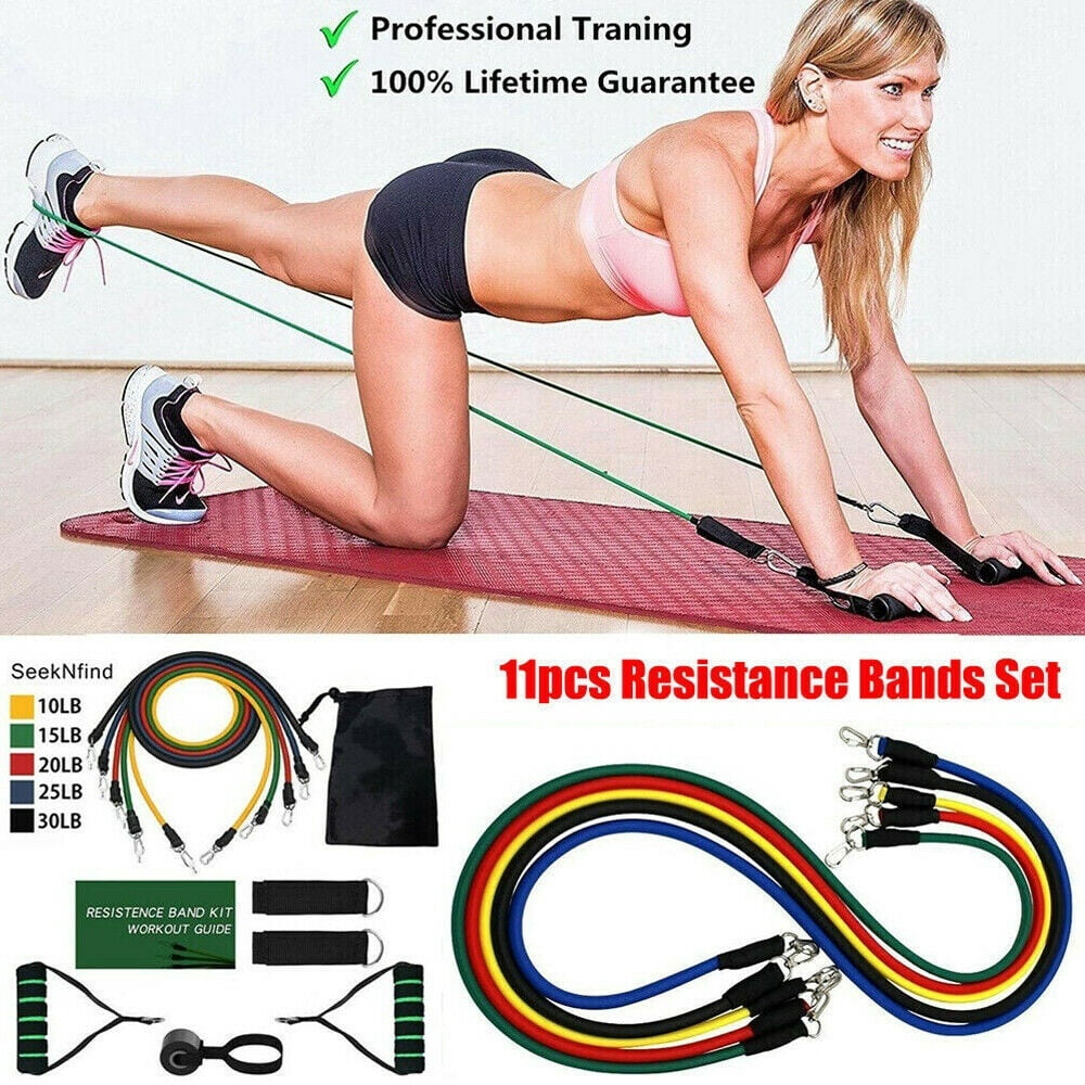 11Pcs/Set Resistance Band Set Yoga Pilates Abs Exercise Fitness Tube Workout Bands