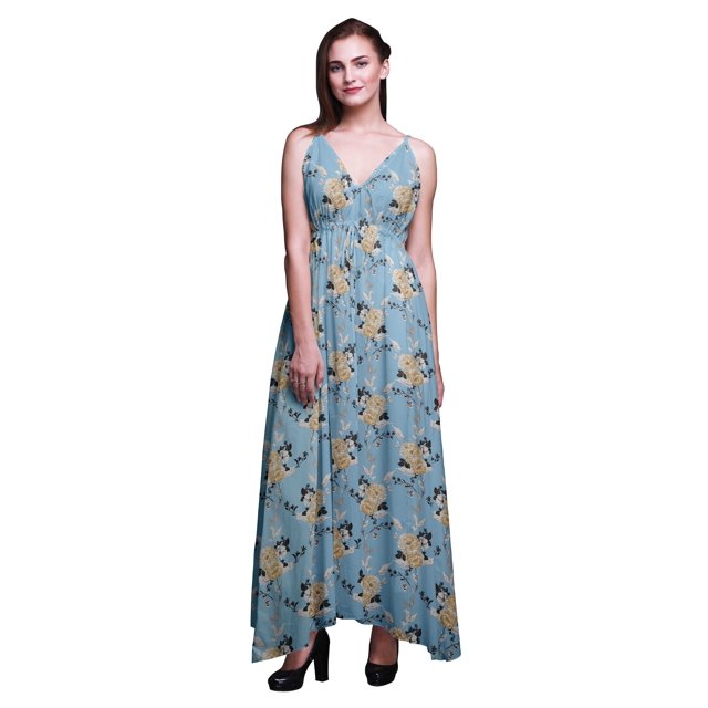 Bimba Robe de Plage Bohème Longue Sans Manches à Bretelles Imprimée Florale pour Femme - Medium
