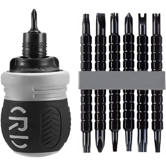 Rewenti Ensemble de Tournevis à Cliquet 12 en 1 Multi-Bits Tournevis Stubby - Longueur Ajustable, Embout Réversible, Portable