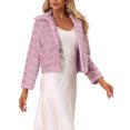 thumbnail image 4 of INSPIRE CHIC Veste Courte Duveteuse pour Femme en Fausse Fourrure à Col Rabattu, Ouverte à l'Avant, S Rose, 4 of 5