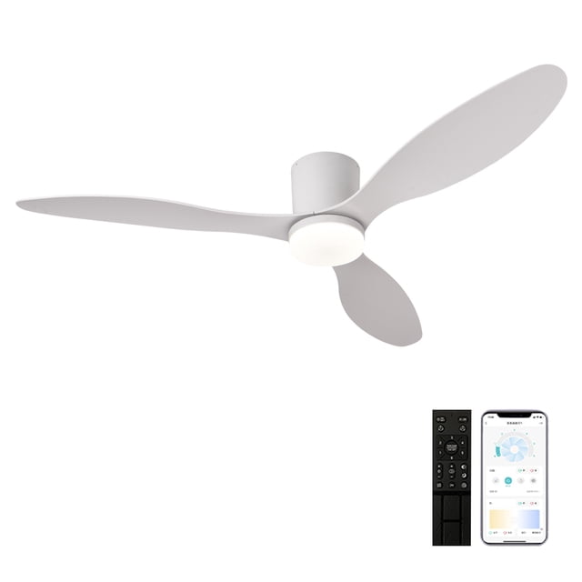52 Inch Smart Ceiling Fan with Light, Remote & App Control, 6 Speeds, Dimmable LED, Quiet DC Motor, Low Profile for Bedroom Living Room