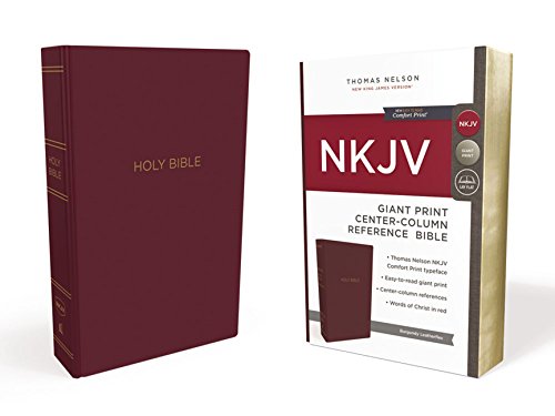 NKJV Bible de Référence à Imprimé Géant Centre-Colonne (Grand Imprimé, Cuir Imitation Bordeaux)