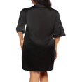thumbnail image 4 of Chemise de Nuit en Satin pour Femme, Boutonnée, Col en V, Robe de Sommeil, Bleu, G, 4 of 7