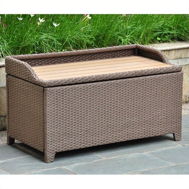 International Caravan Barcelona Patio Storage Bench in Antique Brown
