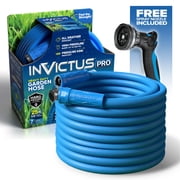 Invictus Pro Blue Lightweight 400 PSI Kink Resistant 5/8" Water Hose with 10 Spray Nozzle 100 Ft Outdoor Garden Hose