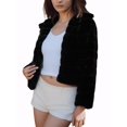 thumbnail image 4 of INSPIRE CHIC Women's Faux Fur Turn Down Collar Open Front Cropped Fluffy Jacket L Black, 4 of 6