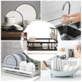 thumbnail image 1 of Two-Tier Kitchen Dish Drying Rack with Integrated Utensil Holder and Efficient Drain Tray for Organized Counter Space, 1 of 4