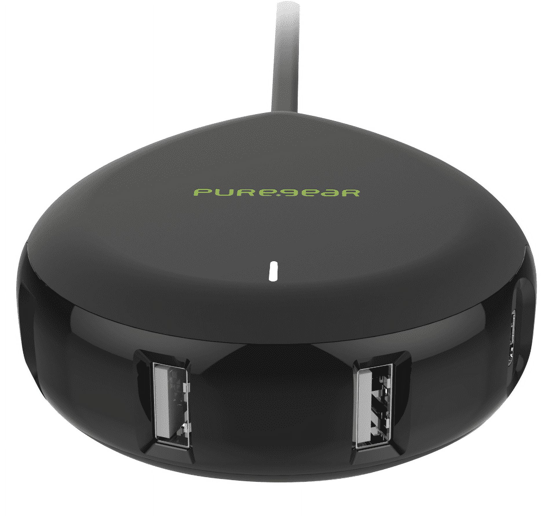 PureGear Universal 4-Port USB Charging Station Hub with Patented Charge Technology for iPhone, Cell Phone, Galaxy, Android, iPad, Tablet, Macbook, etc (3xUSB-A/2.1A, 1x USB-C/3A)