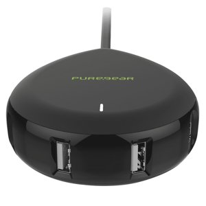 PureGear Universel 4-Port USB Hub de la station de recharge avec technologie brevetée pour iPhone, Téléphone portable, Galaxy, Android, iPad, Comprimé, Macbook, etc. (3xUSB-A.2.1A, 1x USB-C/3A)