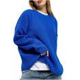 thumbnail image 1 of Timegard Chandails pour Femmes Automne Hiver Décontractés Col Rond Manches Longues Couleur Unie Tricotés Hauts Mode, 1 of 9