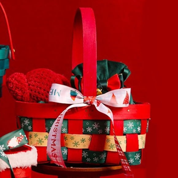 Vaidha Christmas Sweethearts Gift Basket / Boîte à Bonbons en Bois avec Croustillant Flocon de Neige et Biscuits / Friandises Festives des Fêtes pour la Famille et les Amis / 7.28x5.51x3.14 Po