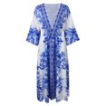 thumbnail image 5 of Kcodviy Robes Vintage Bohèmes Quotidiennes en Coton pour Femmes Décontractées d'Été Décontractées Sans Manches à Enfiler Grande Taille Robes d'Été pour Femmes Robe Imprimée Ajourée Col en V par-Dessus Plage Longue Robe, 5 of 5