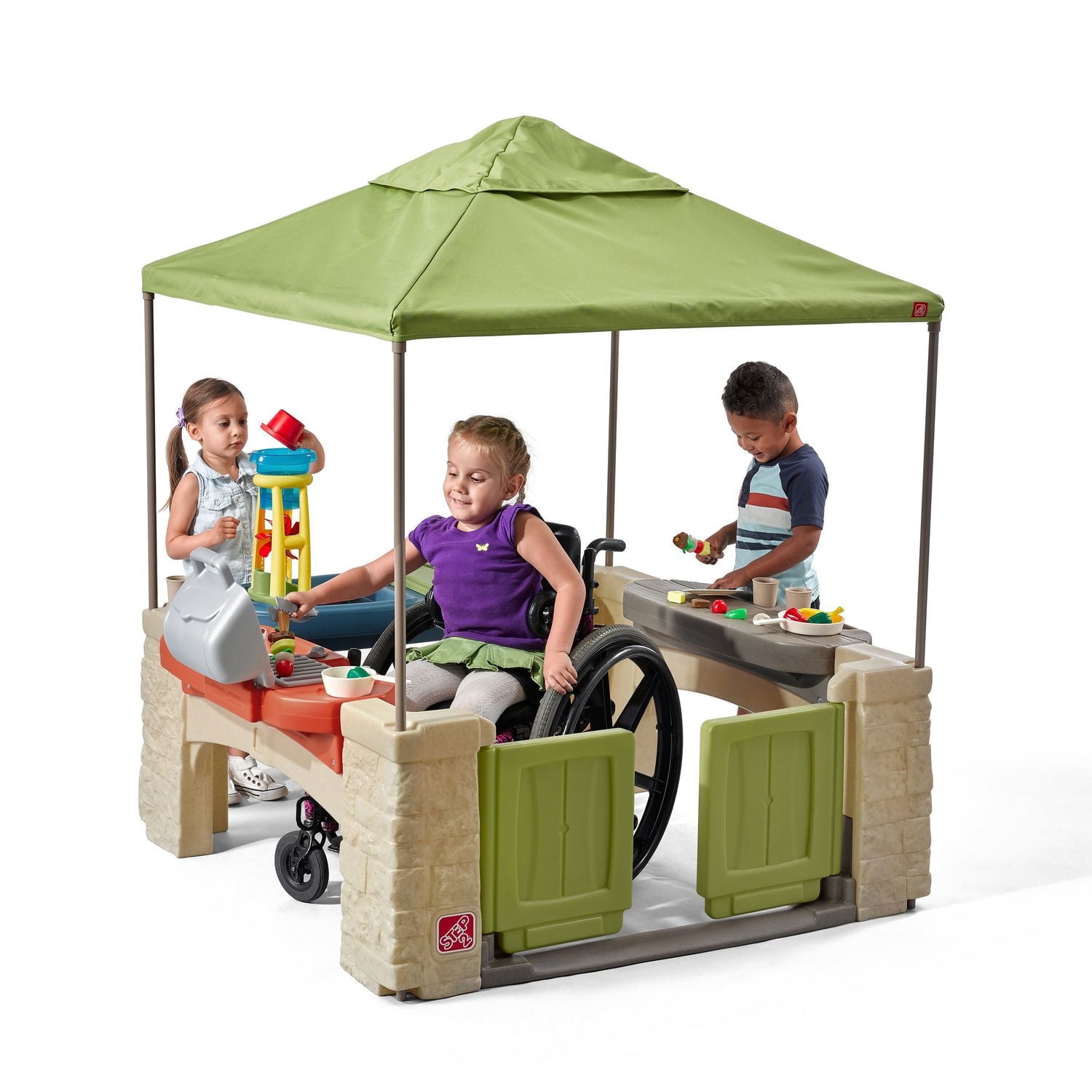 Step2 All Around Playtime Patio avec auvent – Maisonnette d'extérieur pour tout-petits (dès 2 ans)