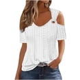 thumbnail image 2 of QIPOPIQ Women's Cold Shoulder Tops Short Sleeve V Neck T Shirts Basic Summer Tees Clearance, 2 of 7