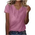 thumbnail image 1 of Besolor Summer Short Sleeve Shirts for Women Casual V Neck Solid Color Basic Tees Ladies Going out Tops, 1 of 3