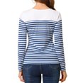thumbnail image 3 of INSPIRE CHIC Blouse pour Femme à Rayures à Blocs de Couleur à Manches Longues T-Shirt Décontracté S Bleu Blanc, 3 of 7