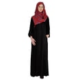 thumbnail image 1 of Bimba Vêtements Islamiques pour Femmes Longue Robe de Prière Maxi avec Hijab Imprimé Abaya en Rayonne Robe Musulmane à Boutons devant, 1 of 7