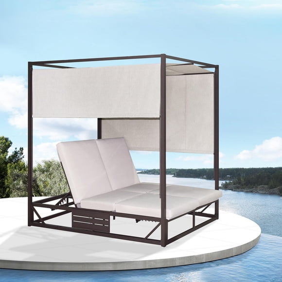 Deko Living Outdoor Beige Rectangular Patio Daybed
