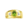thumbnail image 1 of RYLOS Men's Rings 14K Yellow Gold Classic 7X5MM Oval Gemstone & Diamond Ring Peridot August Birthstone Rings For Men, Gold Rings Size 11, 1 of 7