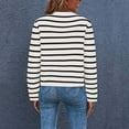 thumbnail image 3 of MeetoTime Women's Long Sleeve Striped Cardigan Sweaters Button Down Open Front Long Sleeve Knit Outwear with Pockets, 3 of 7