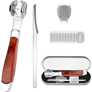 GHSDFBB Auxsoul 13 Pcs Foot Care Callus Remover, Foot Scraper Callus Pedicure Kit Heel Razor Callus Shaver Sets Include Hard Skin Remover Wood Handle,Blades,Storage Box,Pedicure Knife For Re