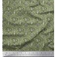 thumbnail image 1 of Soimoi Satin Silk Fabric Leaves & Floral Block Print Sewing Fabric Yard 42 Inch Wide, 1 of 3