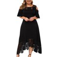 thumbnail image 2 of Robes Grande Taille pour Femmes Robe Aguichant à Volants Sans Bretelles en Dentelle Manches Courtes en Solde, 2 of 7