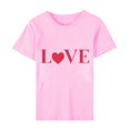 thumbnail image 5 of Diufon Hauts de la Saint-Valentin pour Femmes Décontractés Tendance T-Shirt à Manches Courtes Col Ras du Cou Mignon à Imprimé Graphique Chandail Blouse, 5 of 5