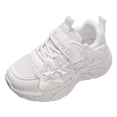 thumbnail image 1 of yocbz Girls Non Slip First Walking Shoes Girls Sports Shoes Fashionable New Pattern Simple And Cute Flat Bottom Comfortable Mesh Breathable And Non Slip Hook Loop Seasonal Casual Shoes White,12.5, 1 of 6