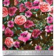 thumbnail image 1 of Soimoi Rayon Fabric Leaves & Rose Flower Fabric Prints By Yard 56 Inch Wide, 1 of 3